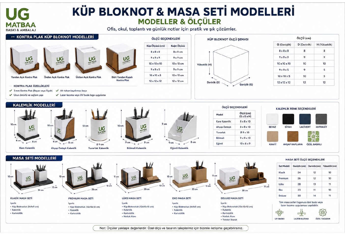 Küp Bloknot Masa Seti Modelleri ürün föyü